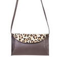Pebbled Leather Handbag w/ Cheetah Flap